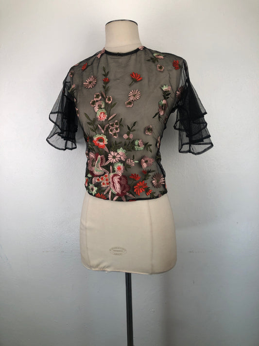 Blusa Negro de Flores Haute Monde
