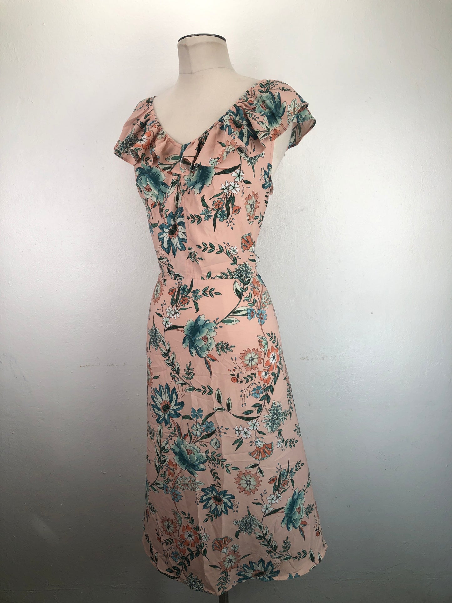 Vestido Nude Floral Loft