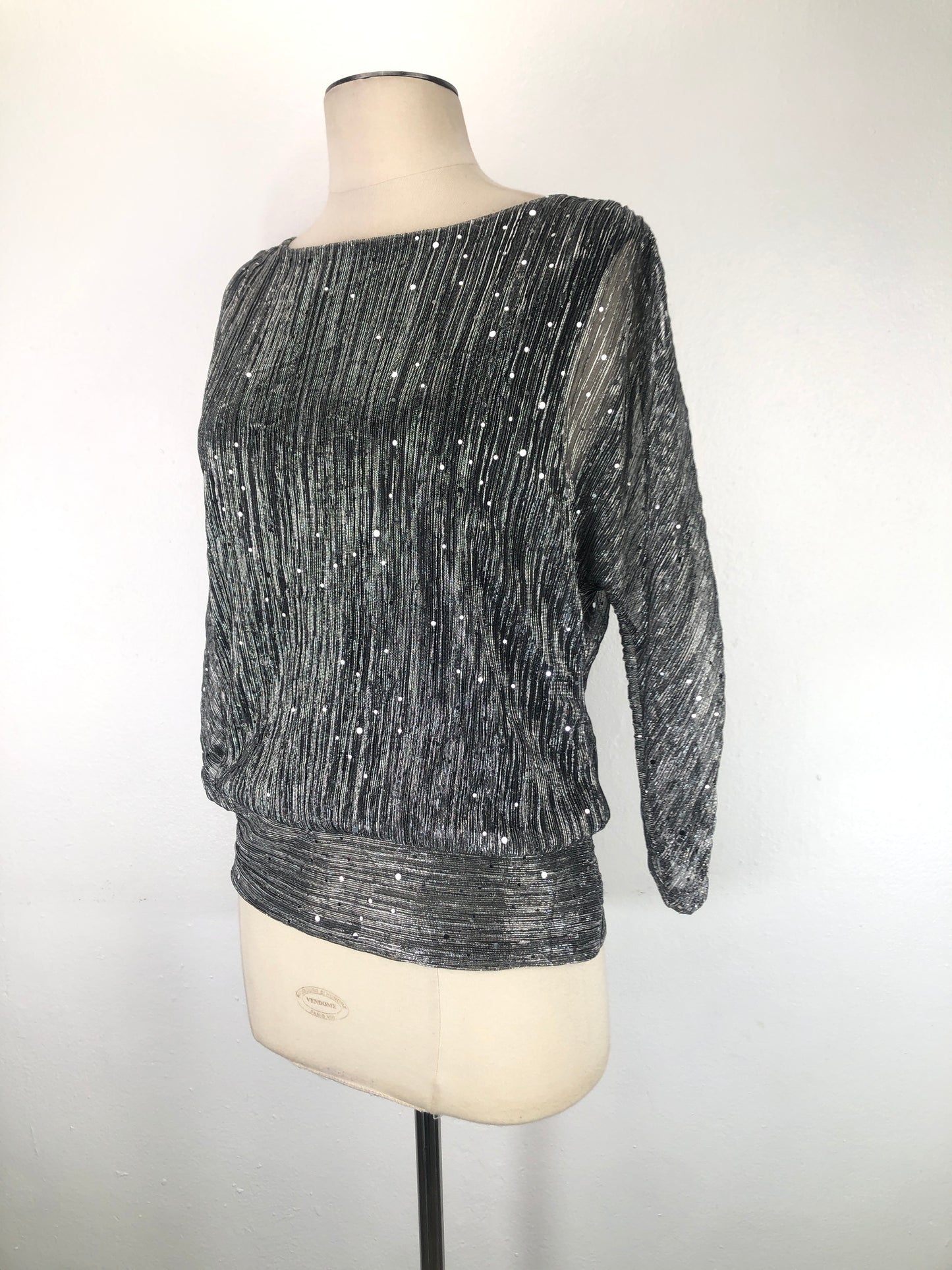 Blusa Plateado de Brillo Adrienne Vittaidni