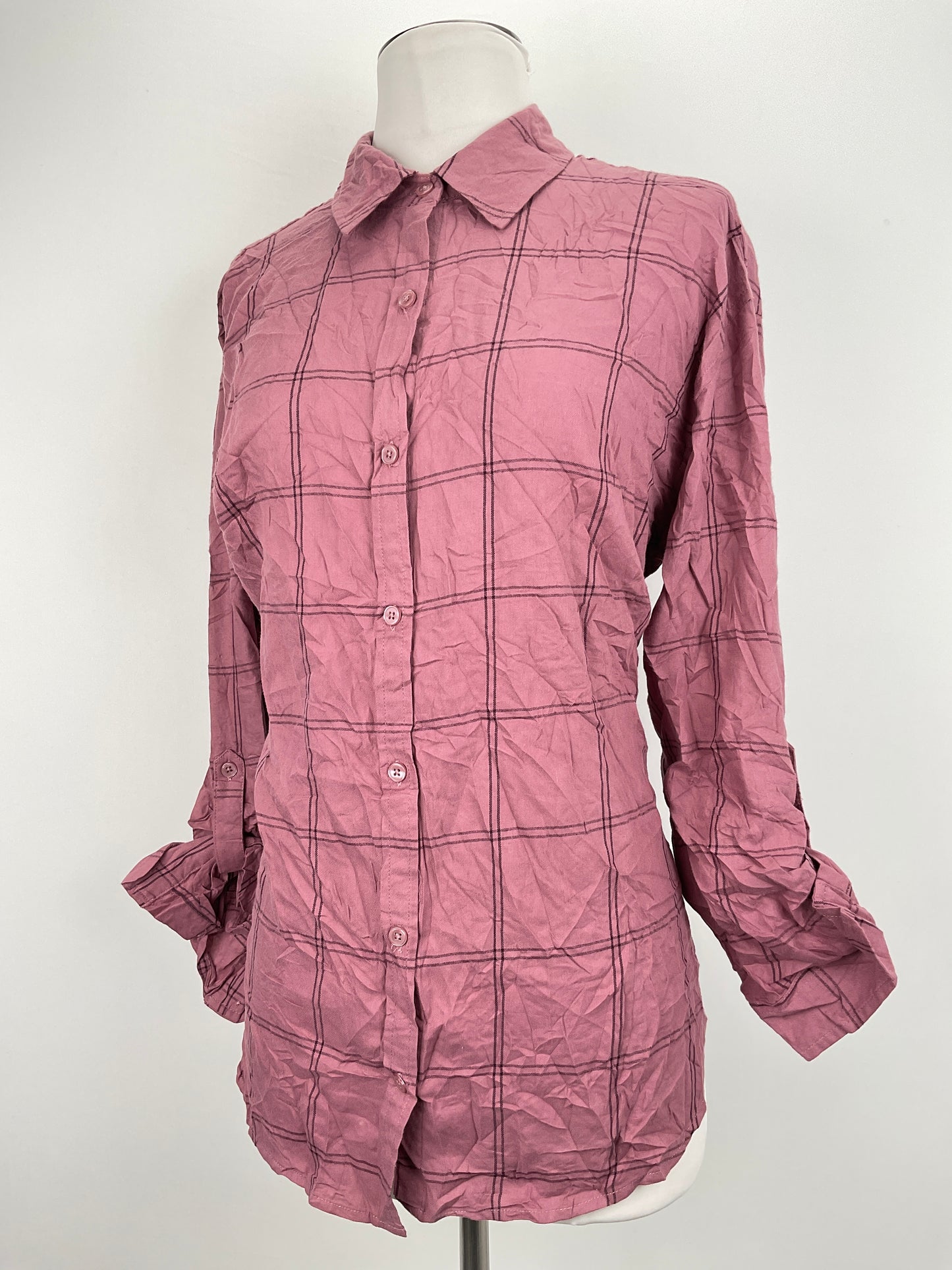 Camisa Nude de Cuadro Nine West