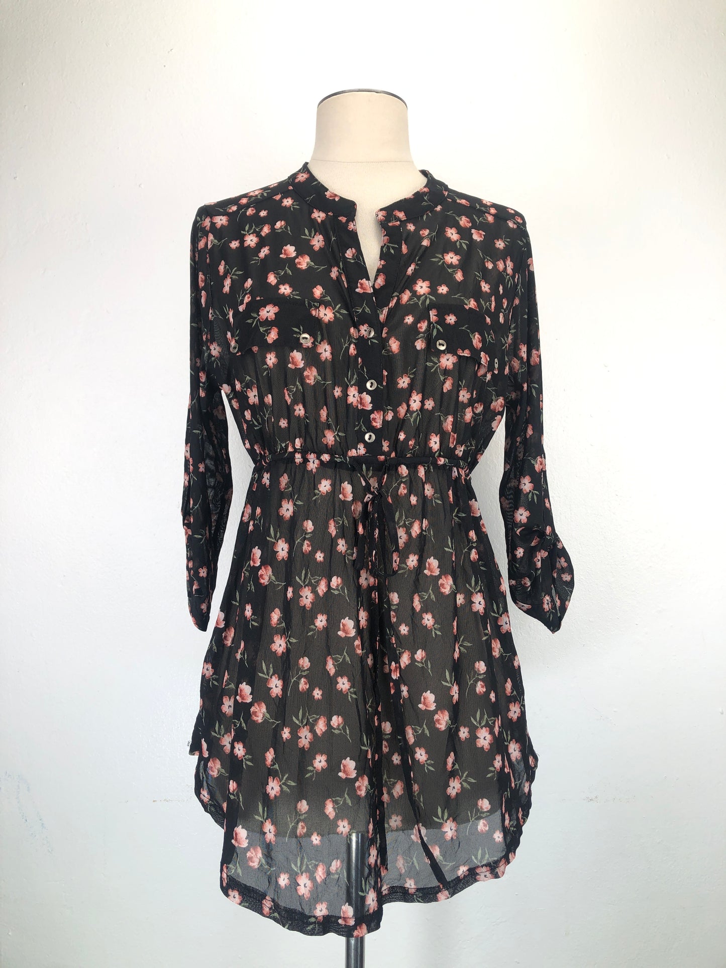 Vestido Negro De Flores Sirenlily