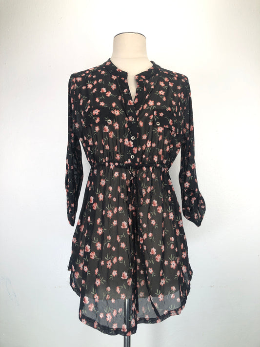 Vestido Negro De Flores Sirenlily