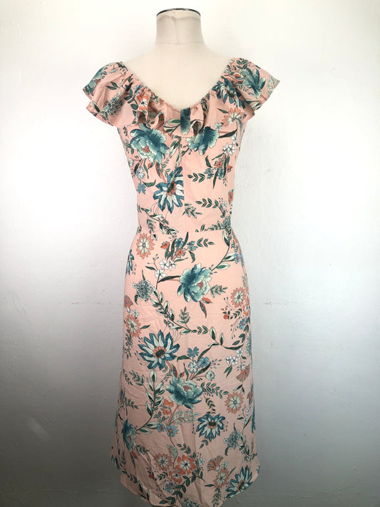 Vestido Nude Floral Loft