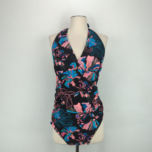 Traje De Bano Negro De Flores Time And Tru