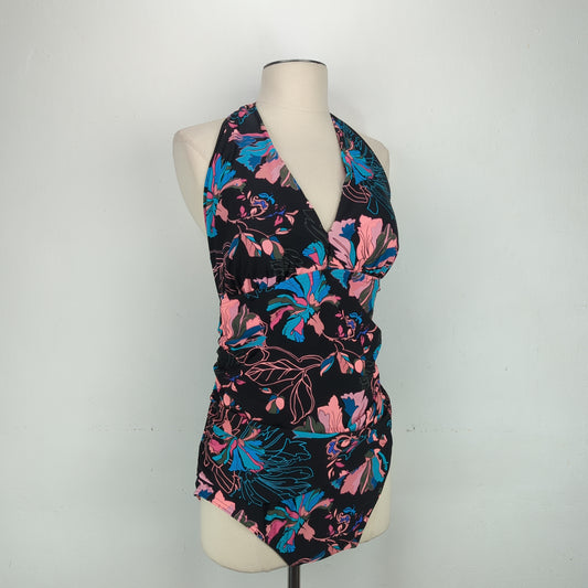 Traje De Bano Negro De Flores Time And Tru