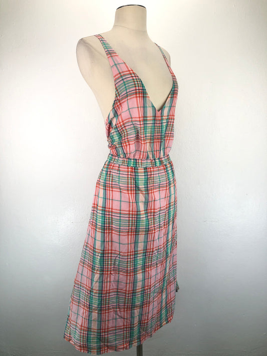 Vestido Rosado de Cuadro Crew