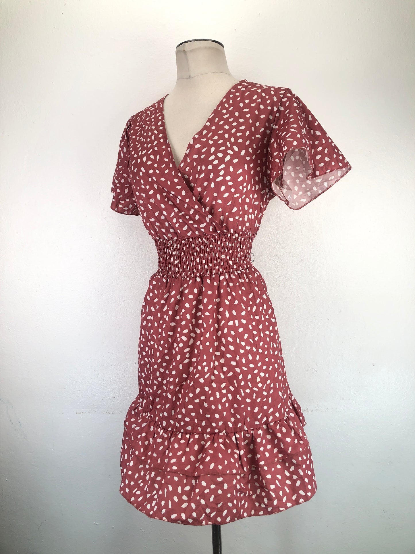 Vestido Nude De Lunares Shein