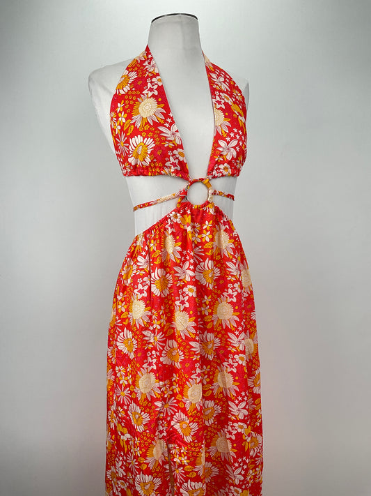 Vestido Naranja Floral Variangis