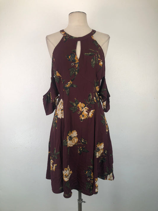 Vestido Rojo Vino Floral Miami