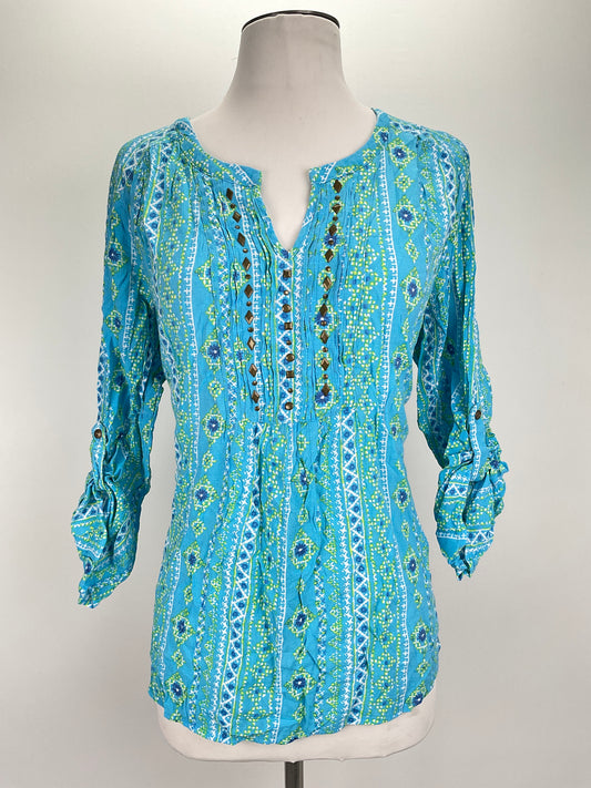 Blusa Azul Floral Kim Rogers