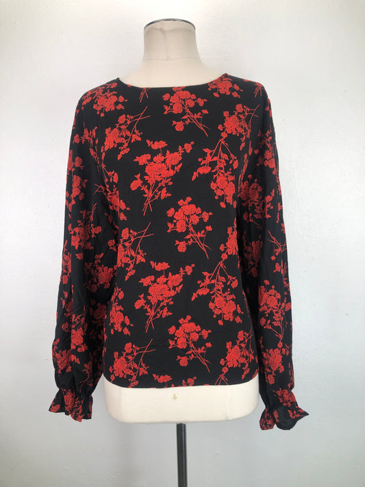 Blusa Negro Floral Shein