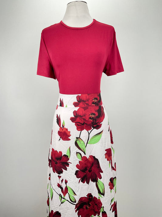 Vestido Rojo vino Floral Variangis