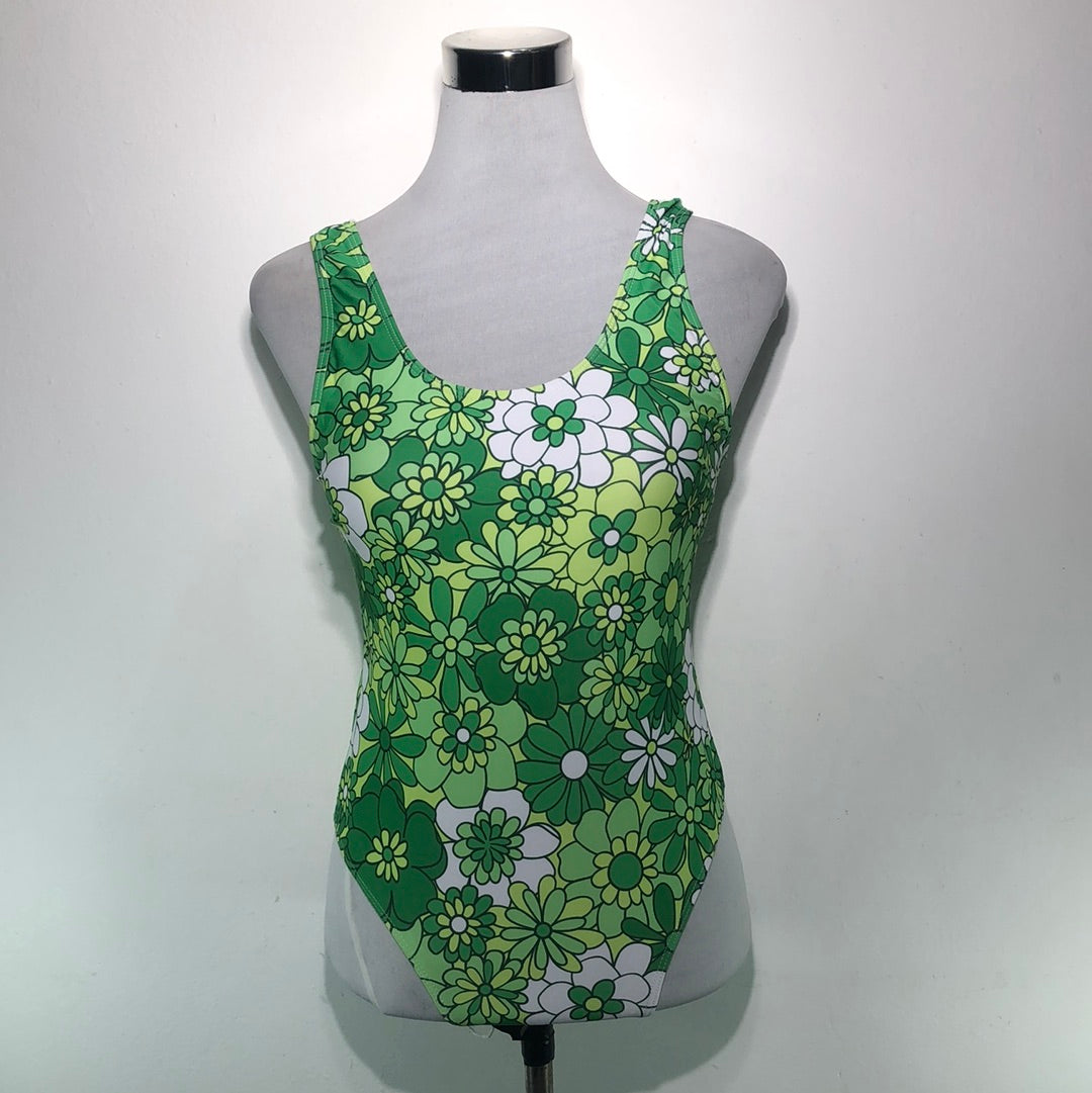 Traje de Baño Verde de Flores Shein