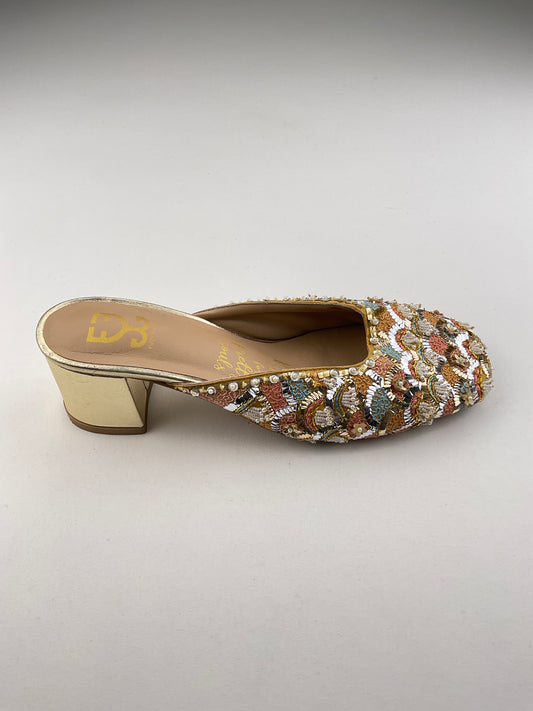 Zapatilla Dorado Brillo de Tacón Fizzy Goblet
