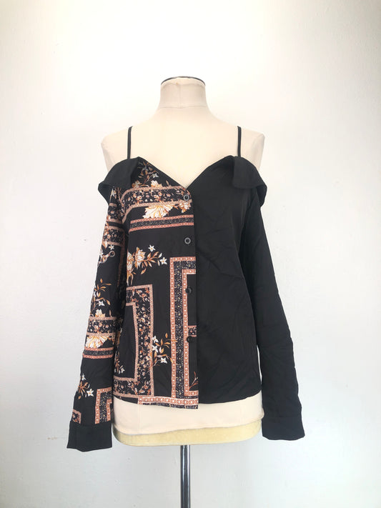 Blusa Negro Floral Shein