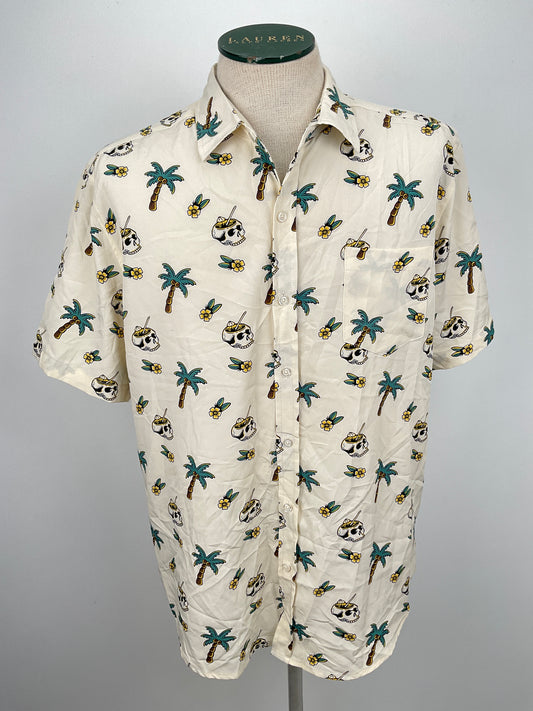 Camisa Crema Floral Stretch