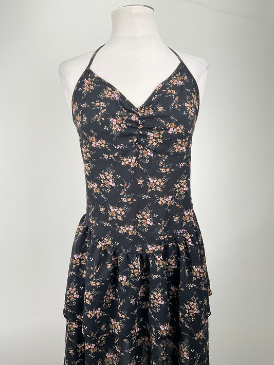 Vestido Negro Floral Romwe