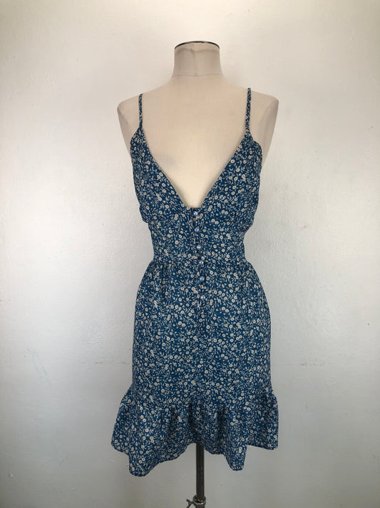 Vestido Azul Floral Shein