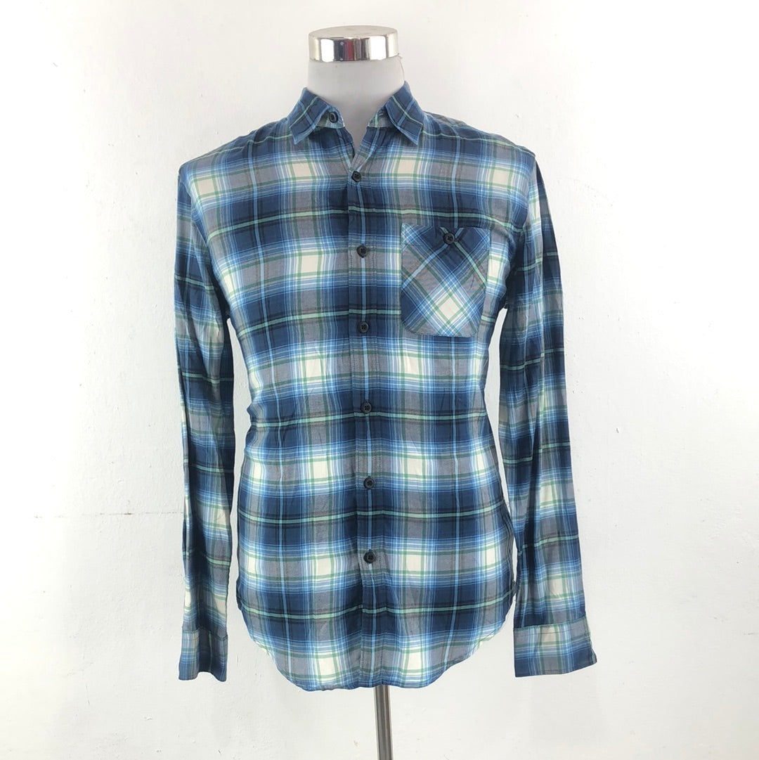 Camisa azul online de cuadros