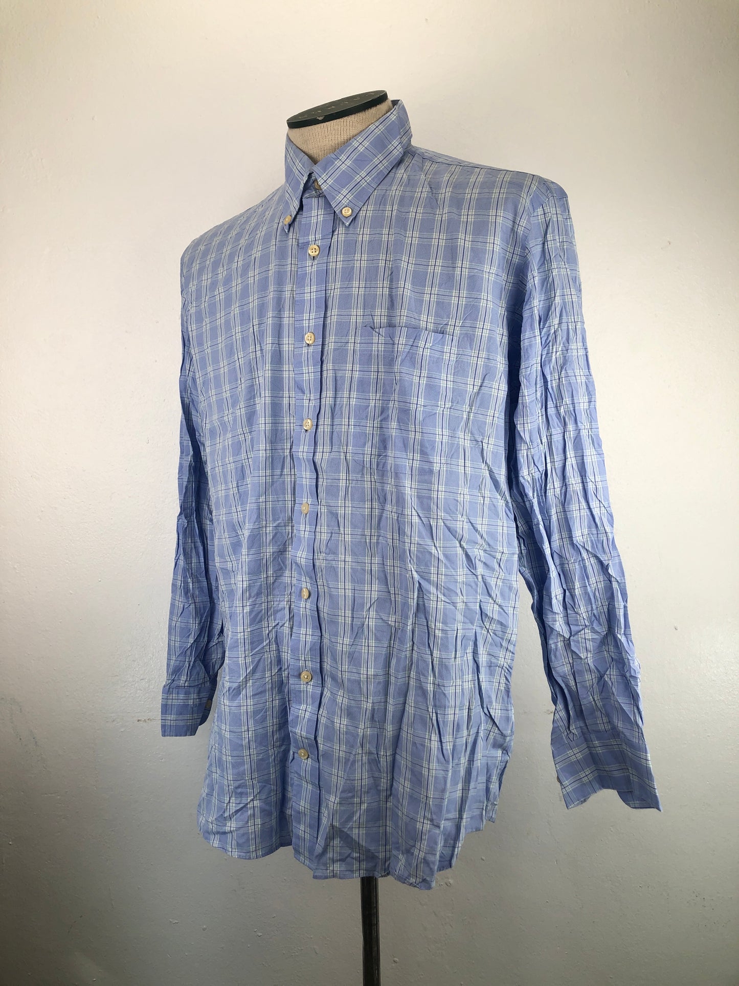 Camisa Azul Claro De Cuadro Kirkland