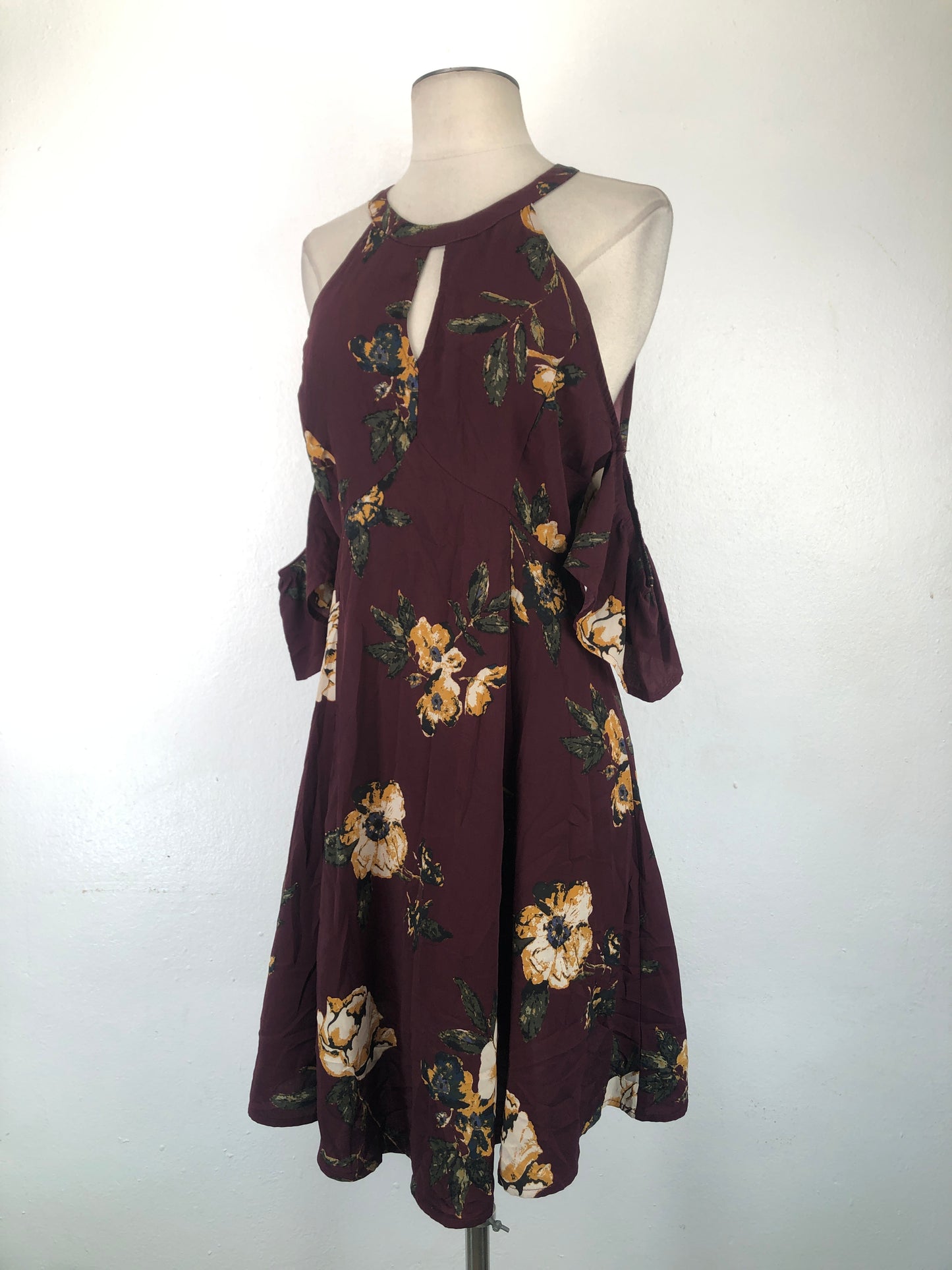 Vestido Rojo Vino Floral Miami