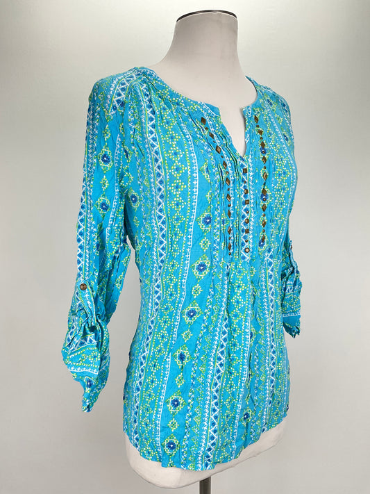Blusa Azul Floral Kim Rogers