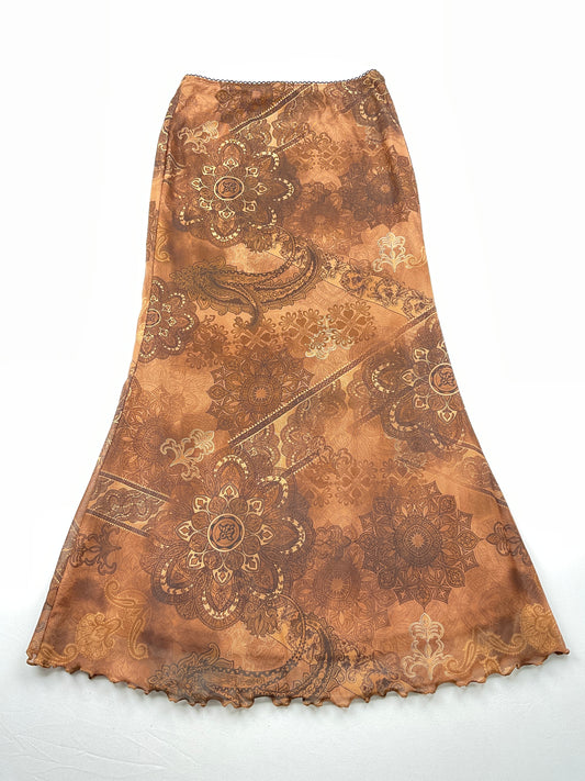 Falda Marron Floral Variangis