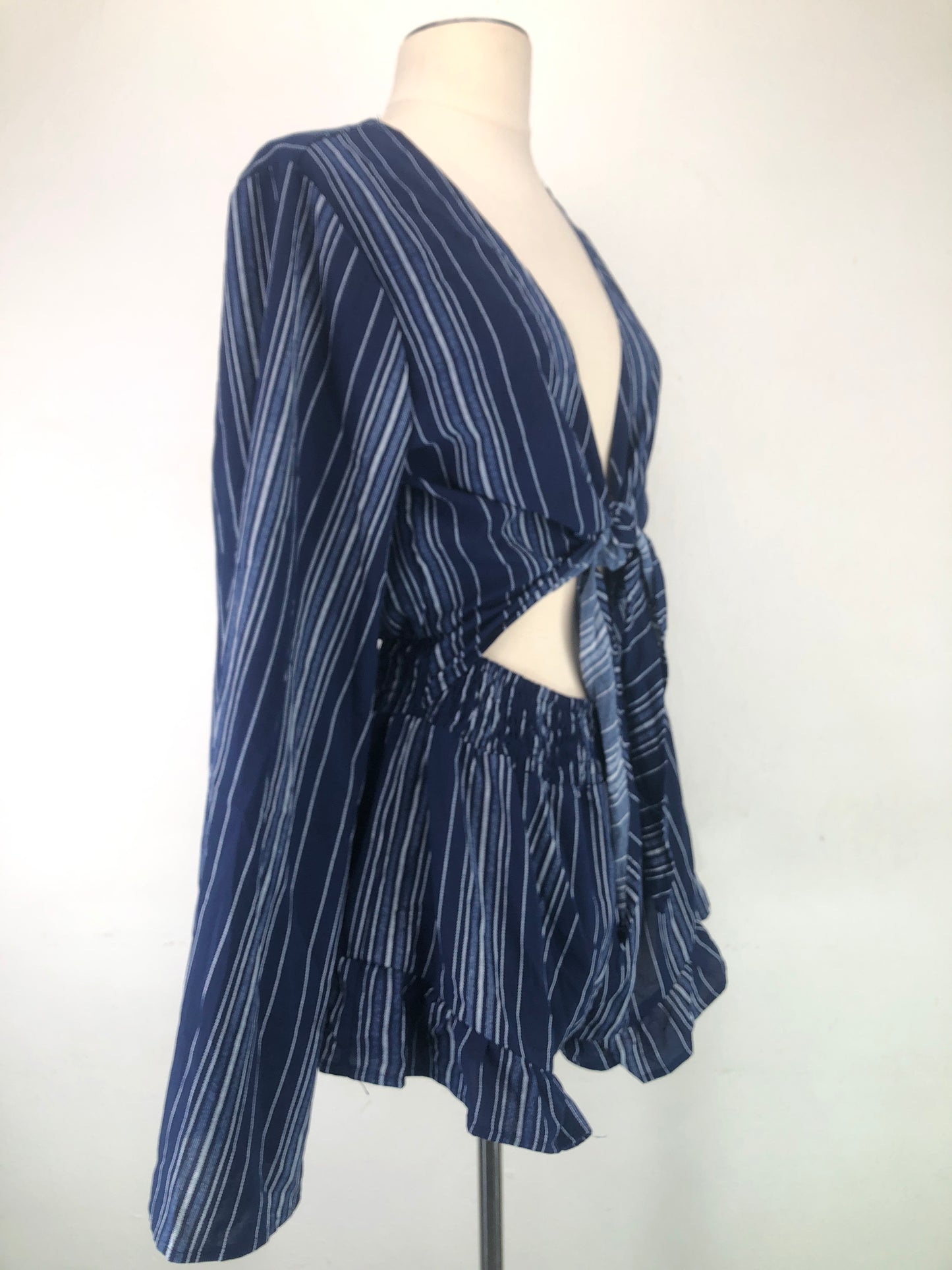 Enterizo Azul marino de Rayas Fashion Nova
