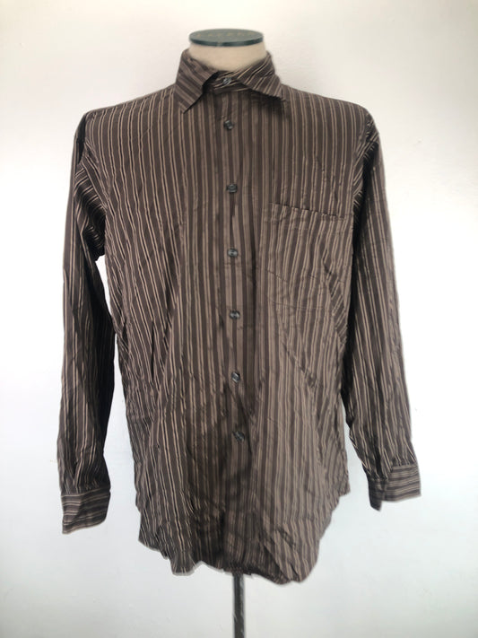 Camisa Marron De Rayas Non Iron