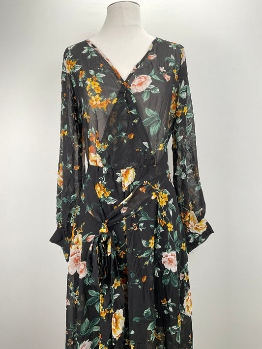 Vestido Negro Floral Indigo Rose