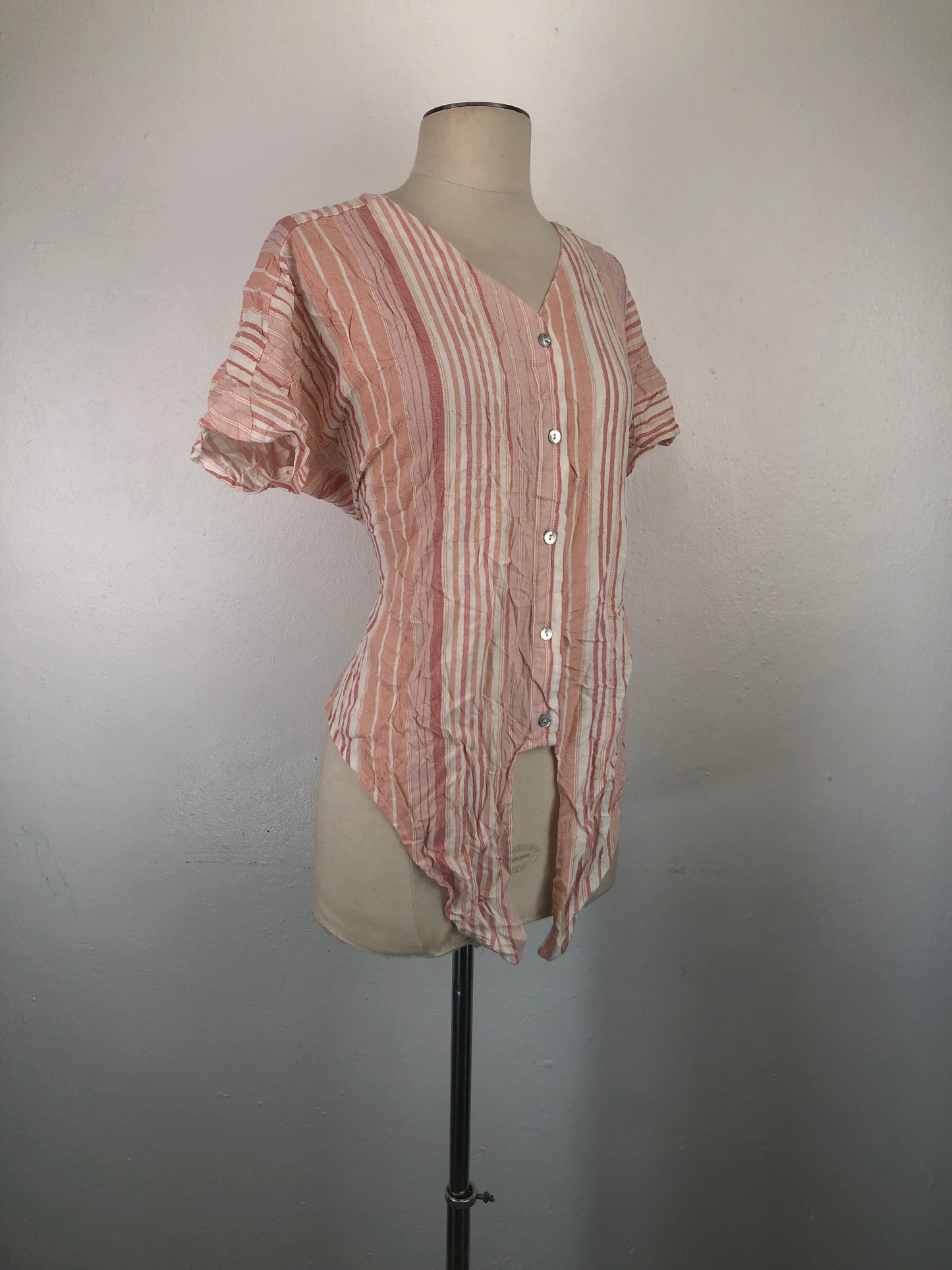 Blusa Rosado de Rayas Como Vintage