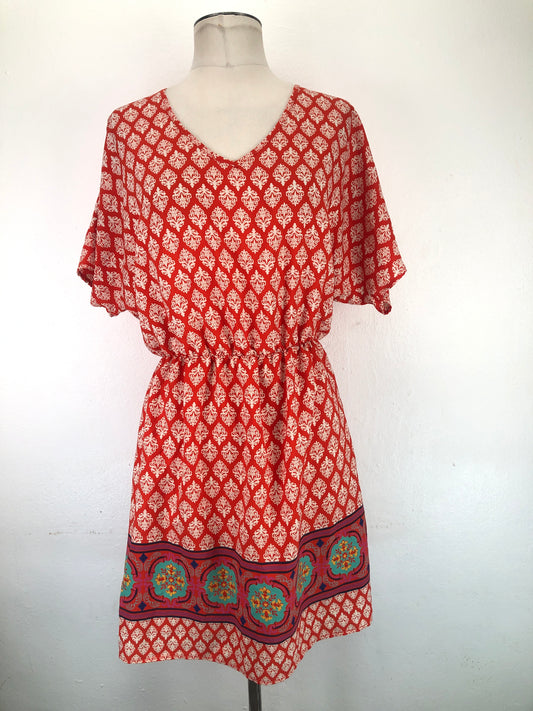 Vestido Rojo Floral Alya