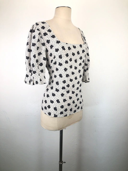 Blusa Blanco de Flores Ann Taylor