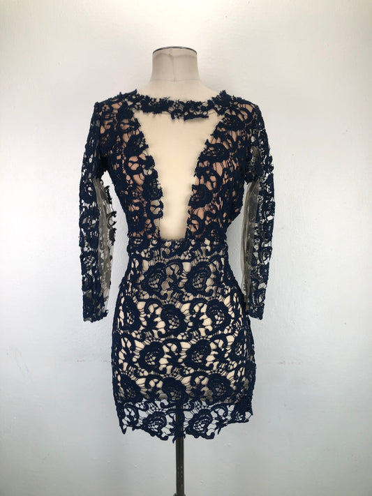 Vestido Azul marino Floral Variangis