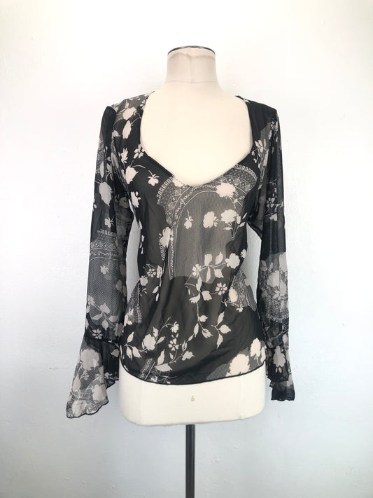 Blusa Negro Floral Simple
