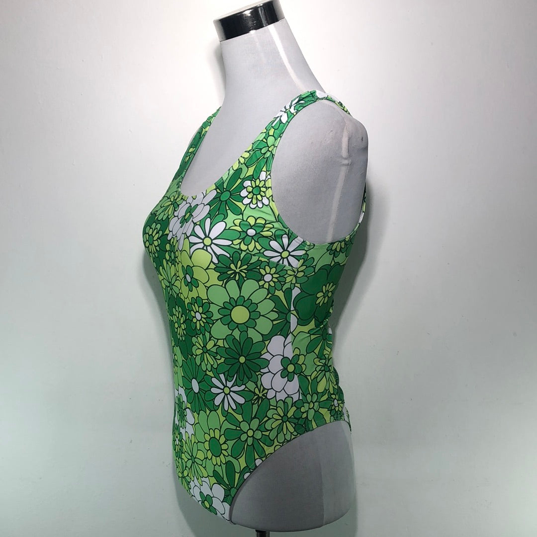 Traje de Baño Verde de Flores Shein