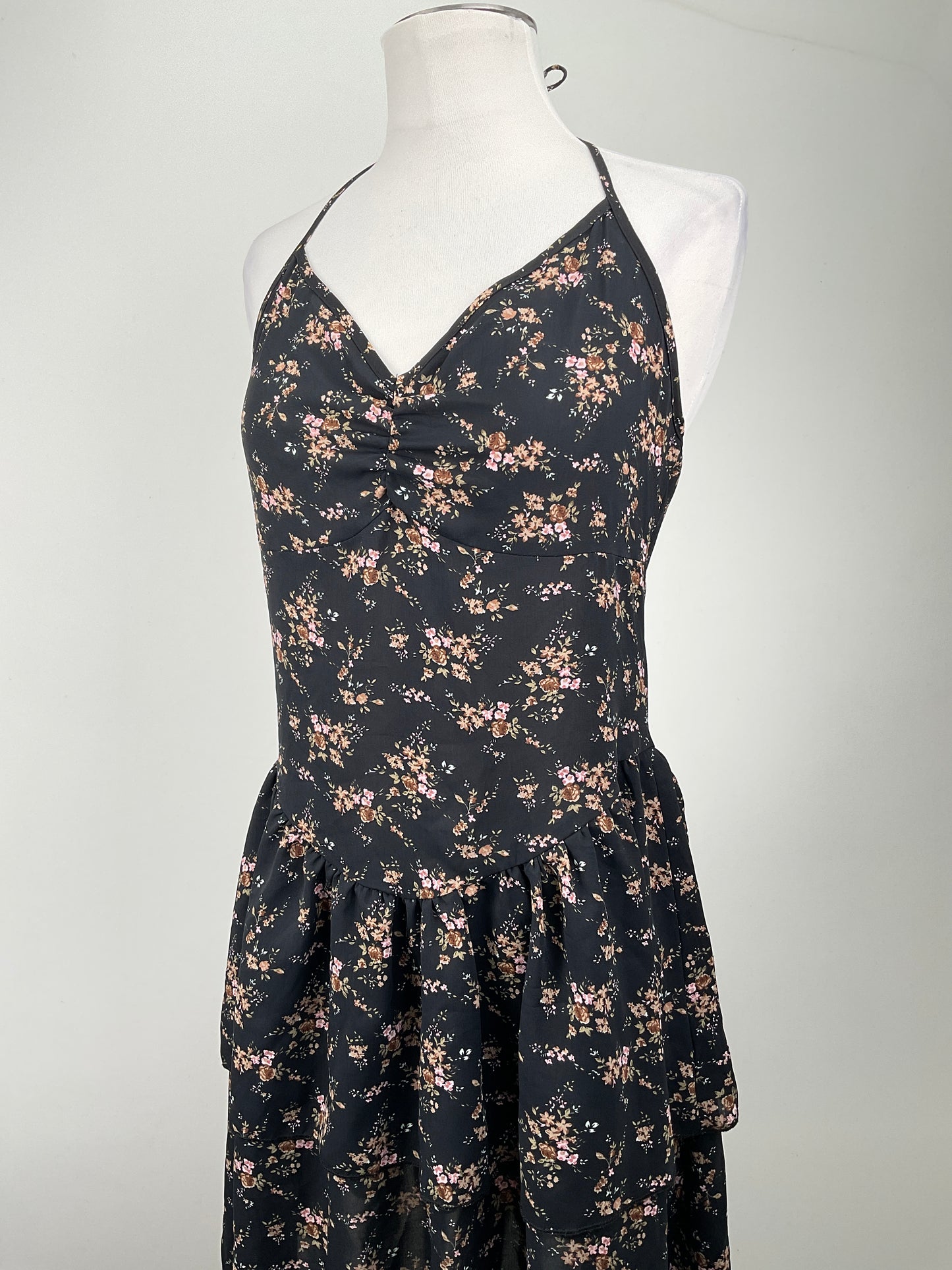 Vestido Negro Floral Romwe
