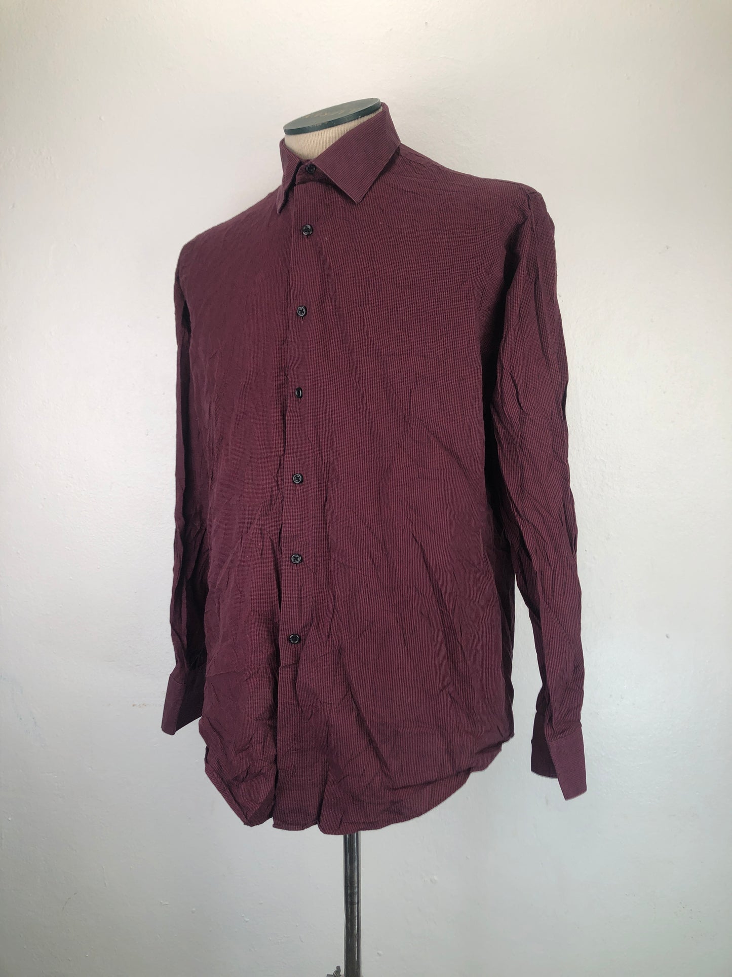 Camisa Rojo Vino Rayas Van Heusen
