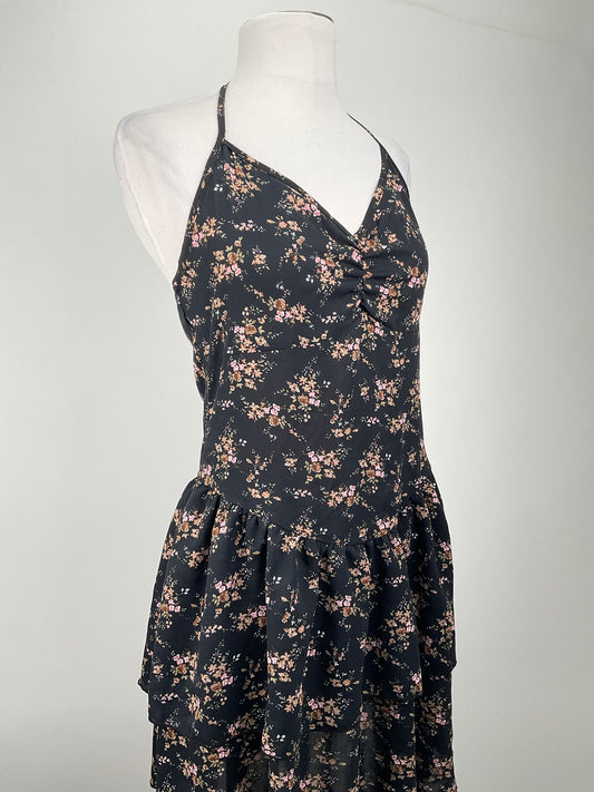 Vestido Negro Floral Romwe