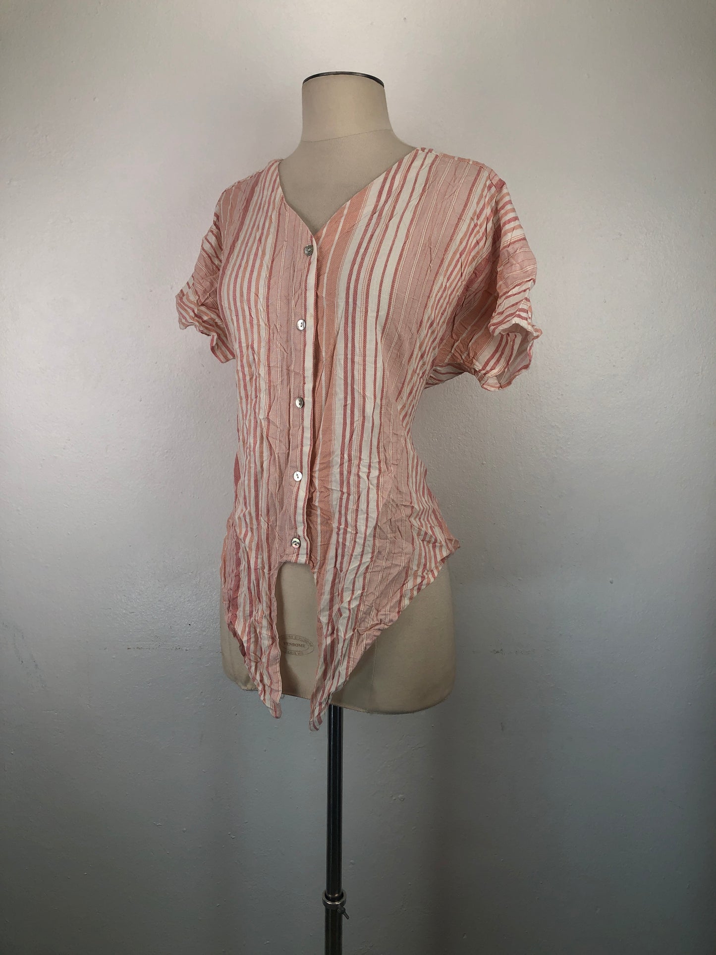 Blusa Rosado de Rayas Como Vintage