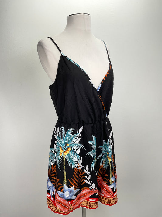 Enterizo Negro Floral Shein