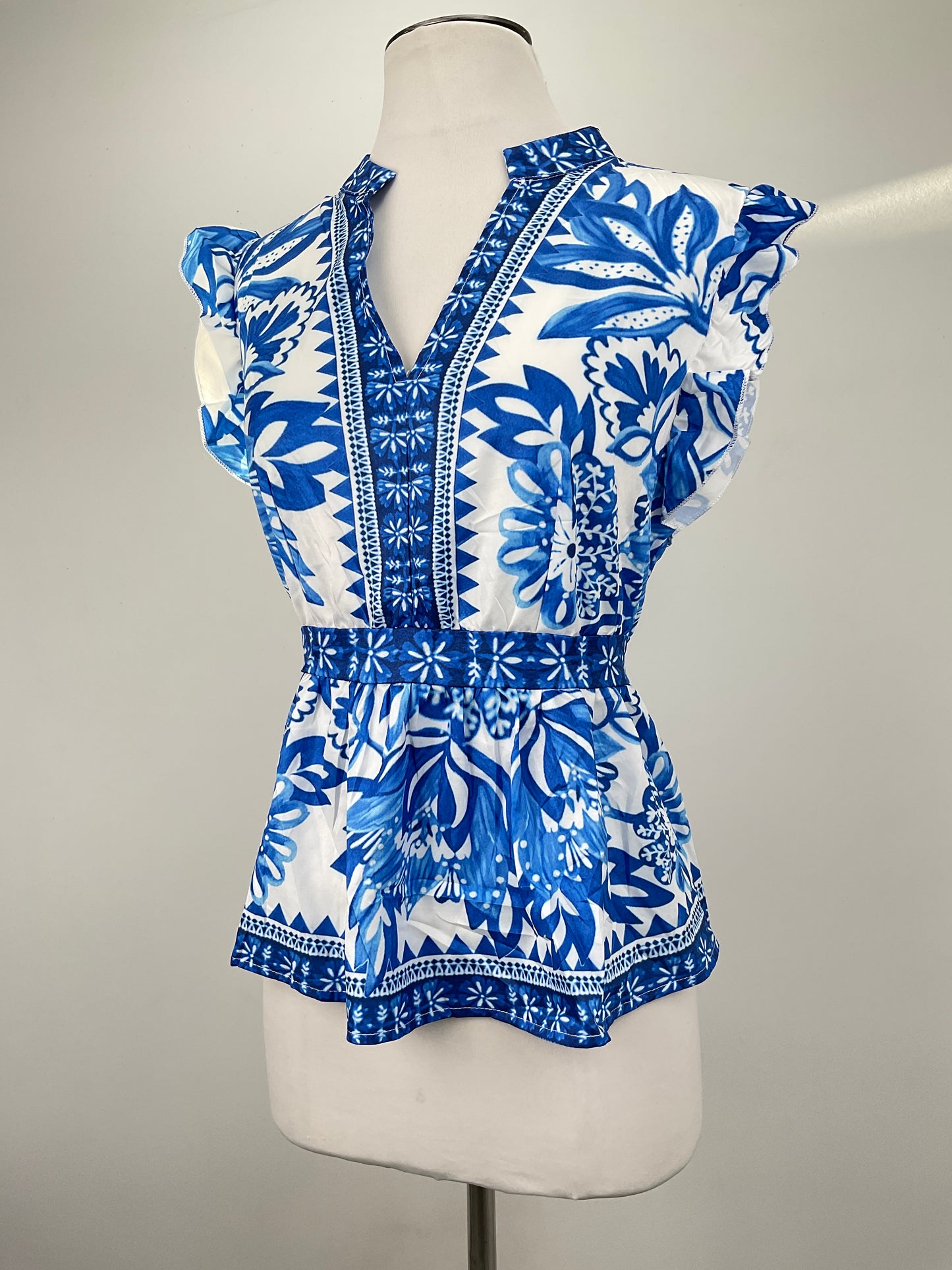 Blusa Azul Floral Shein