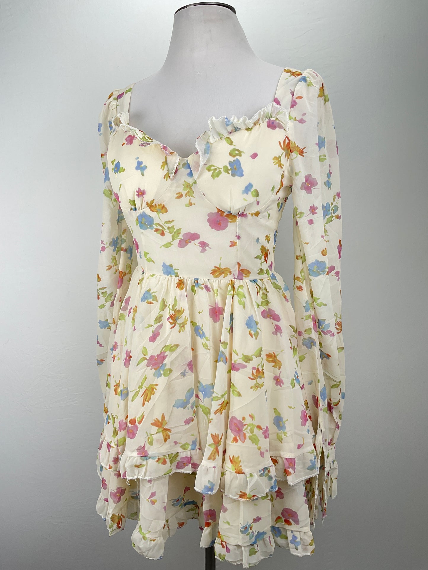 Vestido Beige Floral Yan Ai Fashion