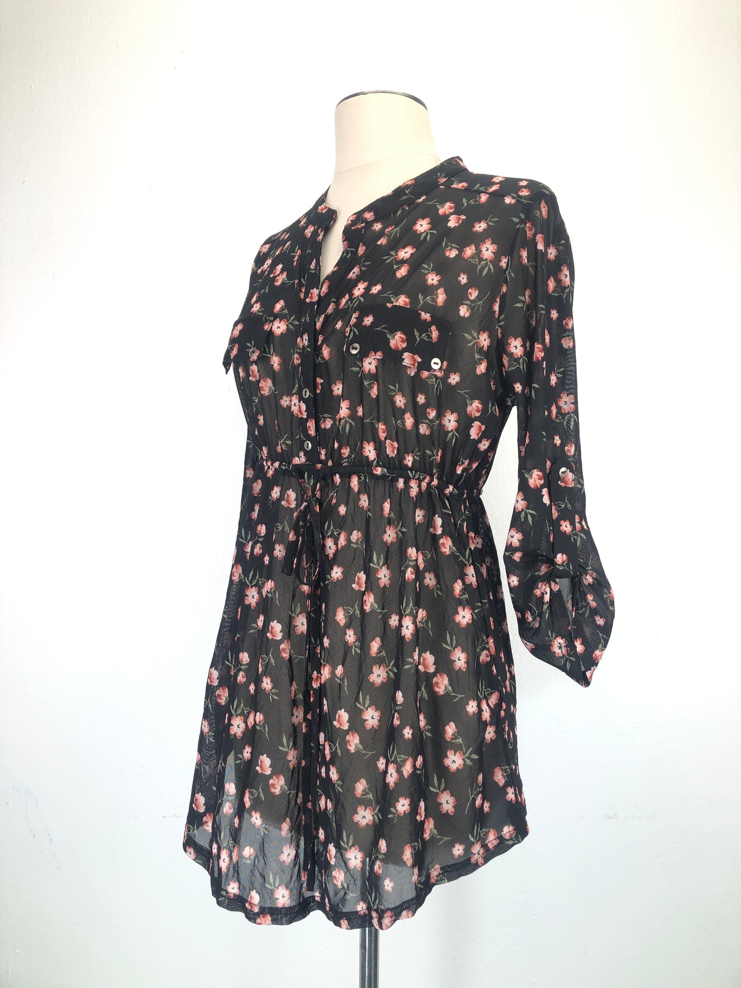 Vestido Negro De Flores Sirenlily
