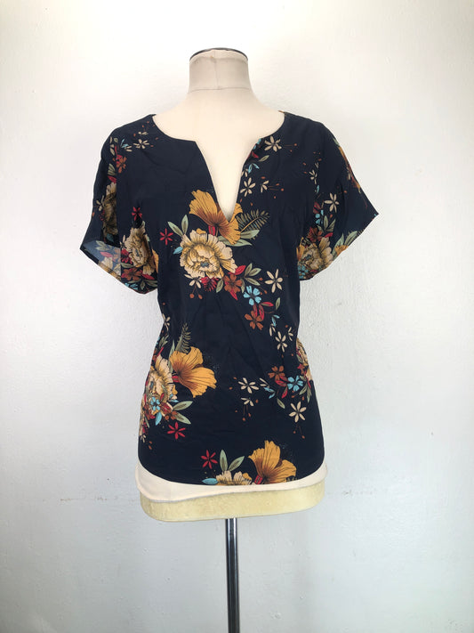 Blusa Azul oscuro Floral Shein