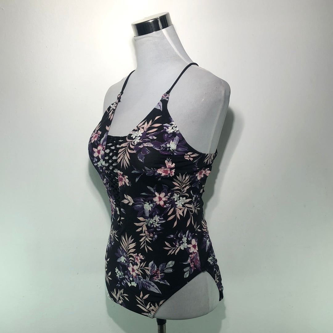 Traje de Baño Negro de Flores Ambrielle