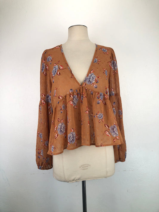 Blusa Marron De Flores Forever 21
