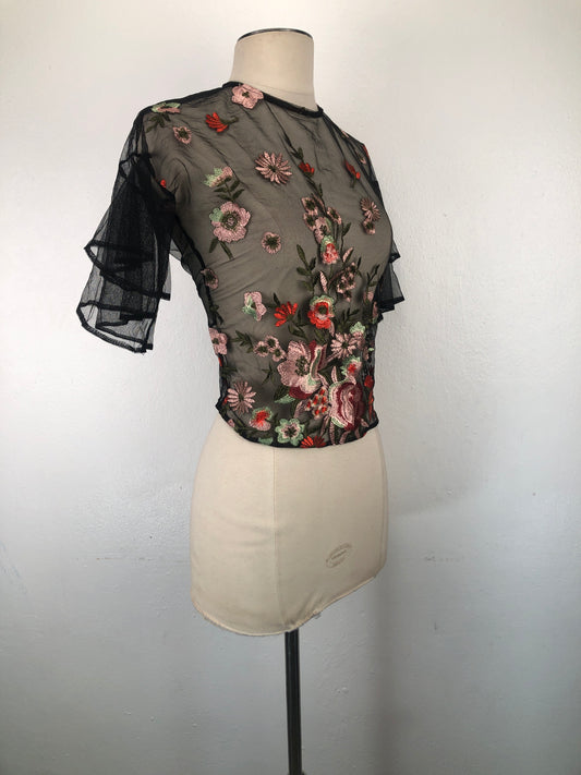 Blusa Negro de Flores Haute Monde