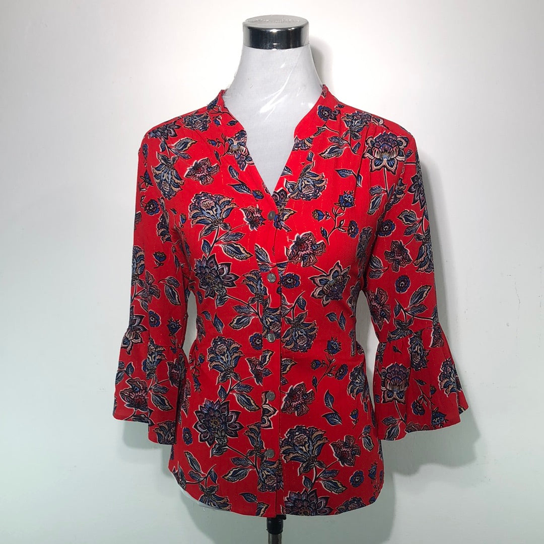 Blusa Rojo De Flores Ruby Rd