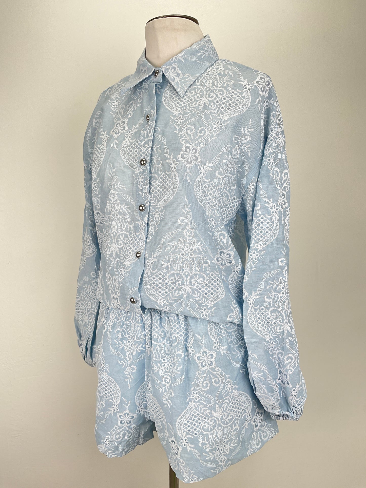 Conjunto Azul claro Floral Commense